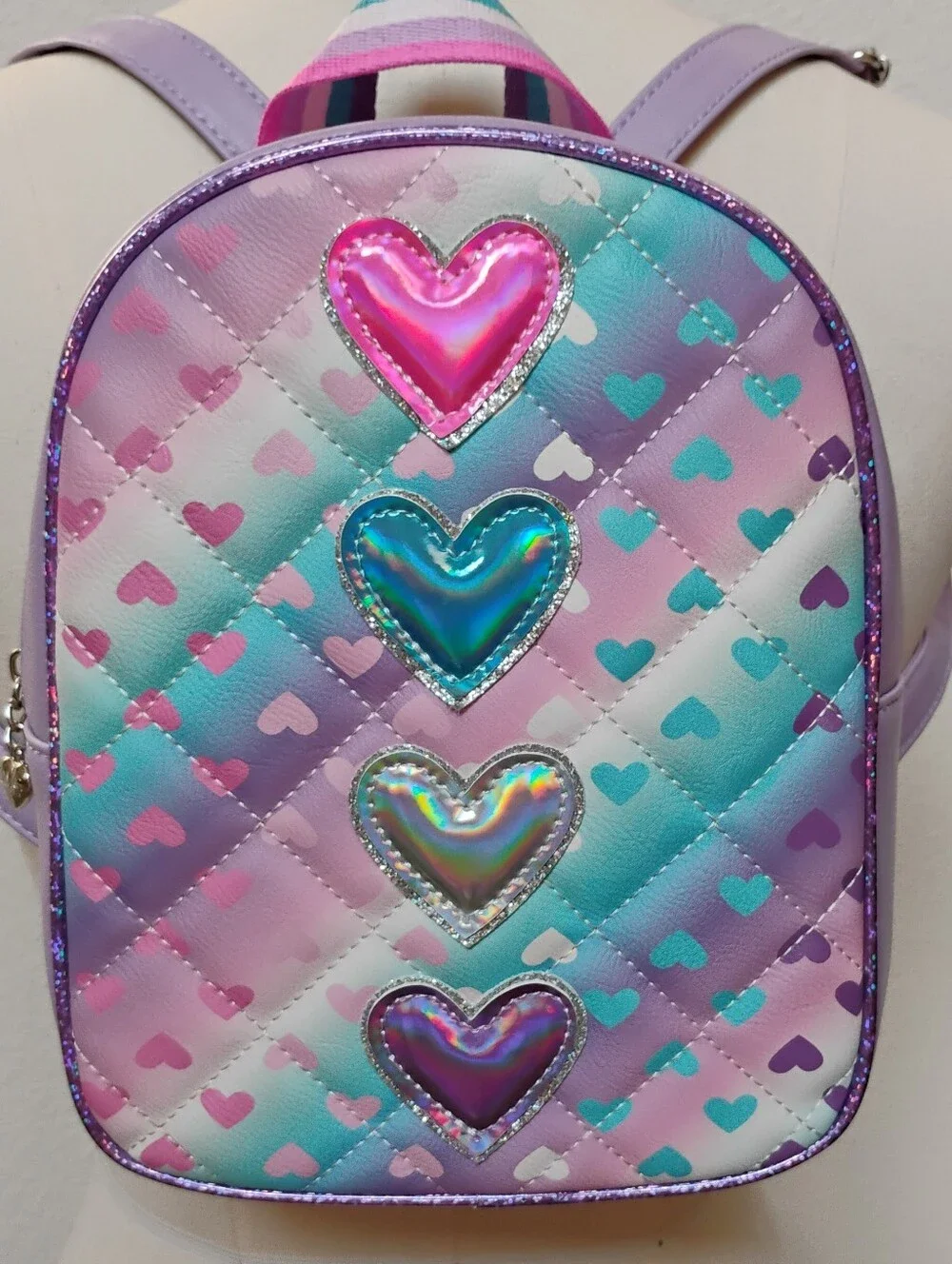 Miss Gwen's OMG Pastel Rainbow Heart Mini Backpack - Purple